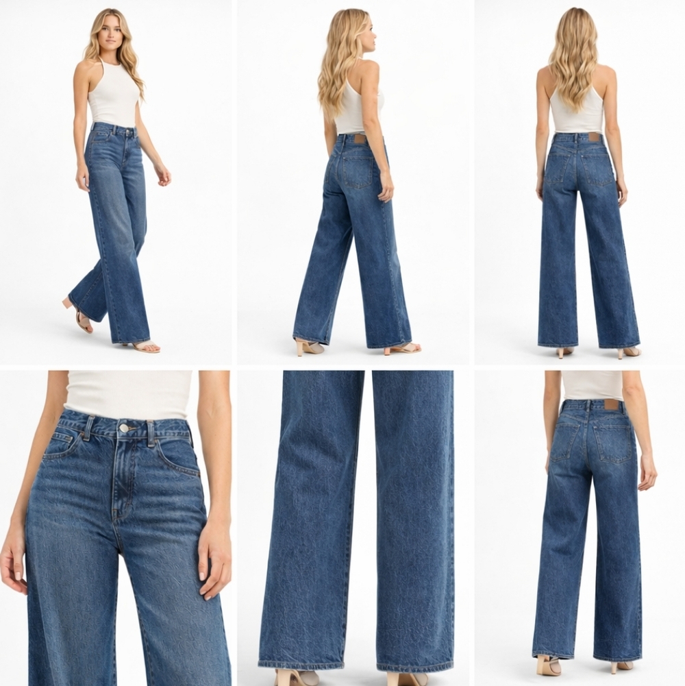 Madewell Superwide Leg High Rise Jeans Size 25 Medium Wash Wide Leg Denim  J1794 - Picture 10 of 11